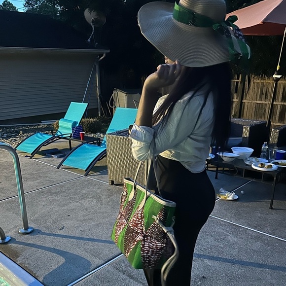 💕Kweenzyafrik Ankara printed handmade Keimie  Carry all Tote hat set - Picture 6 of 15